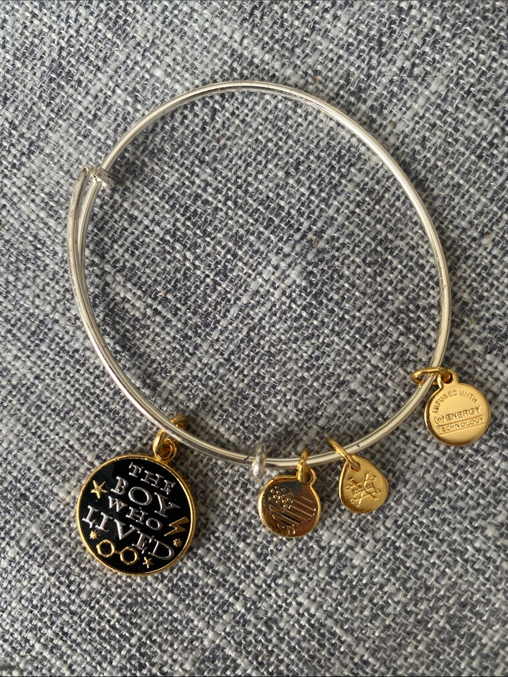 Gold and Black Inspirational Charm Bangle Bracelet - Women Jewelry
